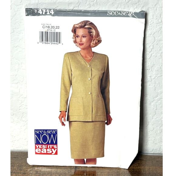 See & Sew Other - SEE & SEW 4714 Sewing Pattern Womens Work Suit Outfit Skirt Jacket Size 18/20/22